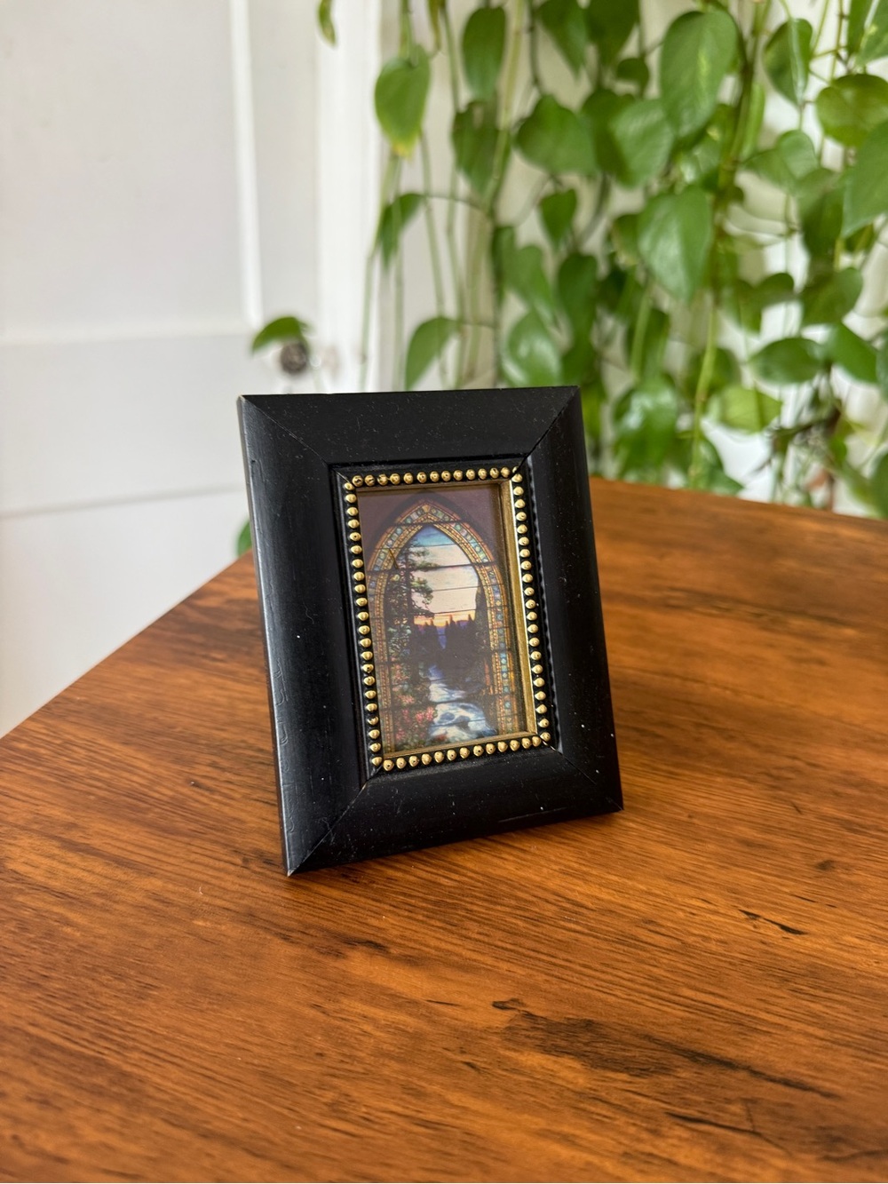 Black Decorative Table Photo Frame with Brass Bead Accent